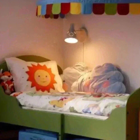 IKEA Utelek Reversible Twin Duvet Cover Trains Planes Animals Sun/Rain Whimsical - Picture 2 of 11